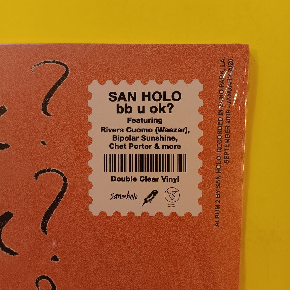 San Holo - Bb U Ok? 2LP CLEAR VINYL - 2021 - COUNT210 - New - Sealed - Vinyl
