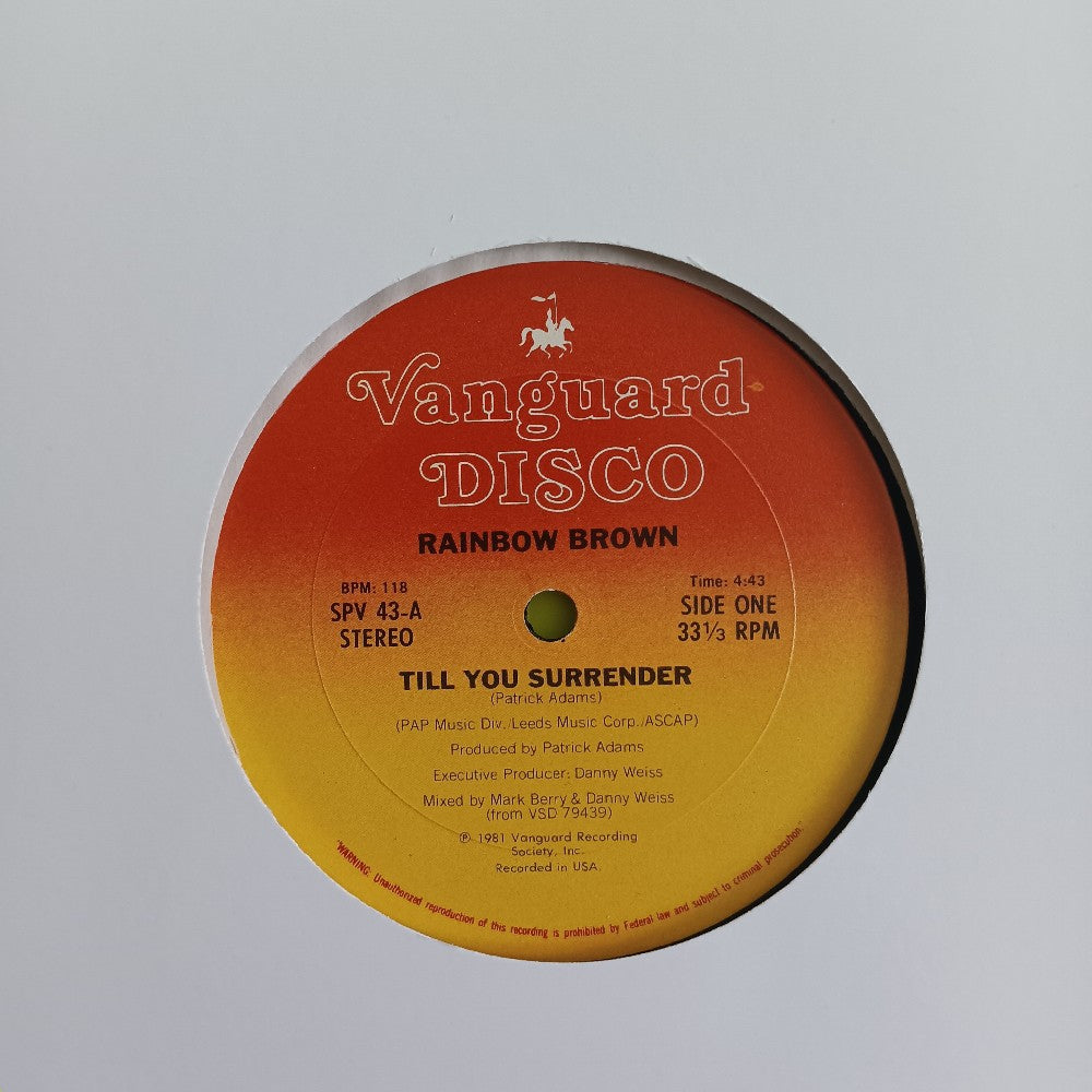 Rainbow Brown - Till You Surrender 12" - 1981 - SPV 43 - Used - VG++ - Vinyl