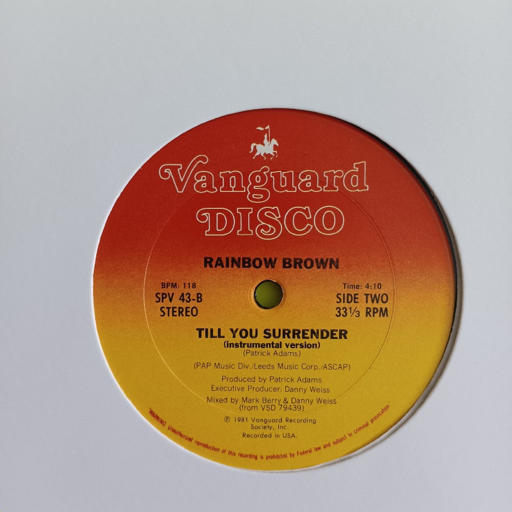 Rainbow Brown - Till You Surrender 12" - 1981 - SPV 43 - Used - VG++ - Vinyl
