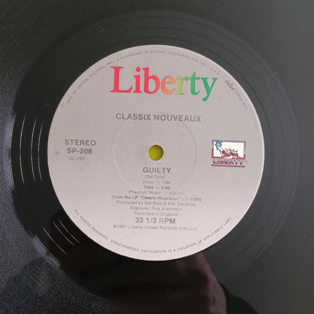 Classix Nouveaux - Guilty 12" - 1981 - SP-208 - Used - VG++ - Vinyl