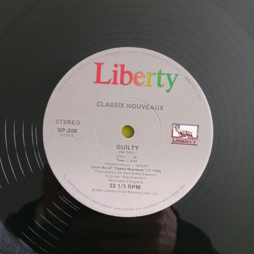 Classix Nouveaux - Guilty 12" - 1981 - SP-208 - Used - VG++ - Vinyl