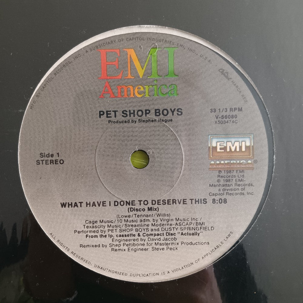 Pet Shop Boys With Dusty Springfield - What Have I Done To Deserve This? / Rent - 1987 - V-56080 - Used - VG++ - Vinyl
