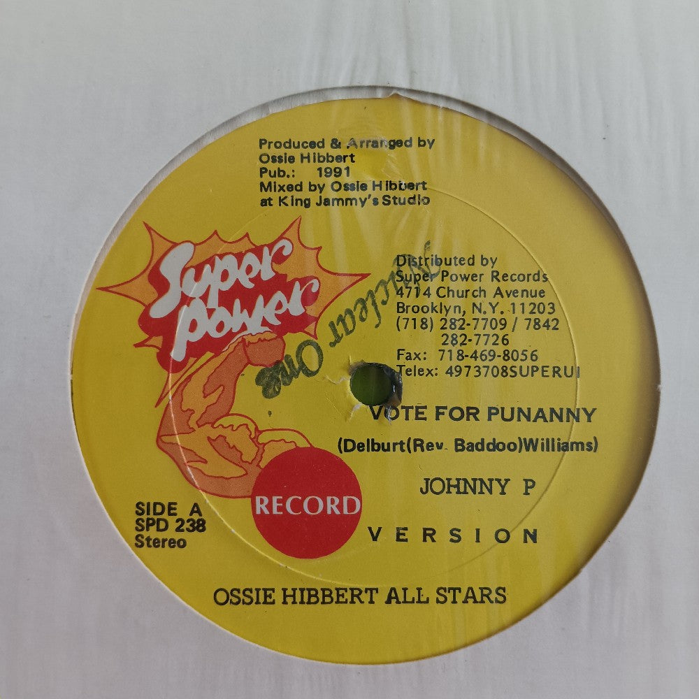 Johnny P / Derrick Irie - Vote For Punanny / System 12" - 1991 - SPD 238 - Used - VG++ - Vinyl