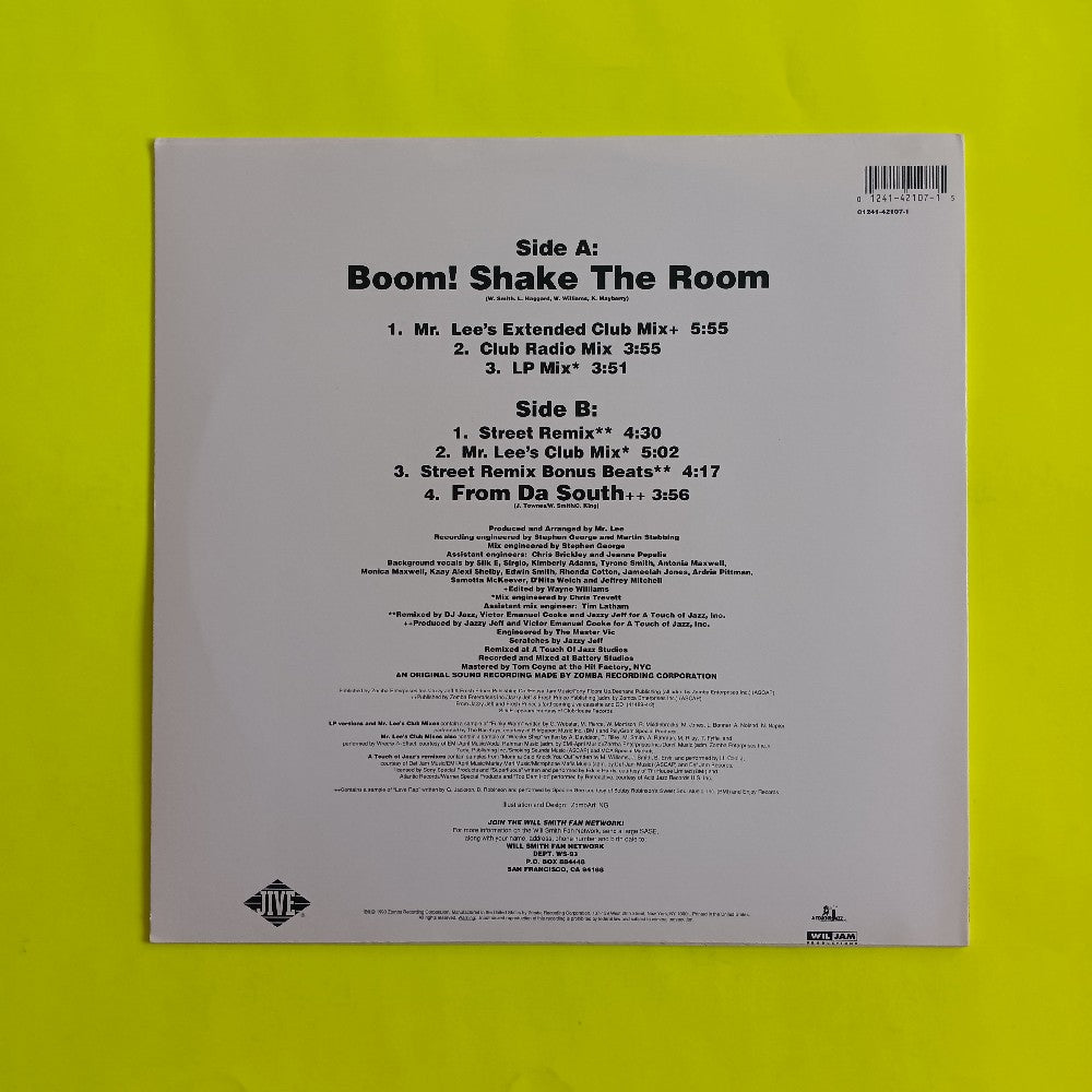 DJ Jazzy Jeff & The Fresh Prince - Boom! Shake The Room RED 12" - 1993 - JDAC-42107-1 - Used - VG++ - Vinyl