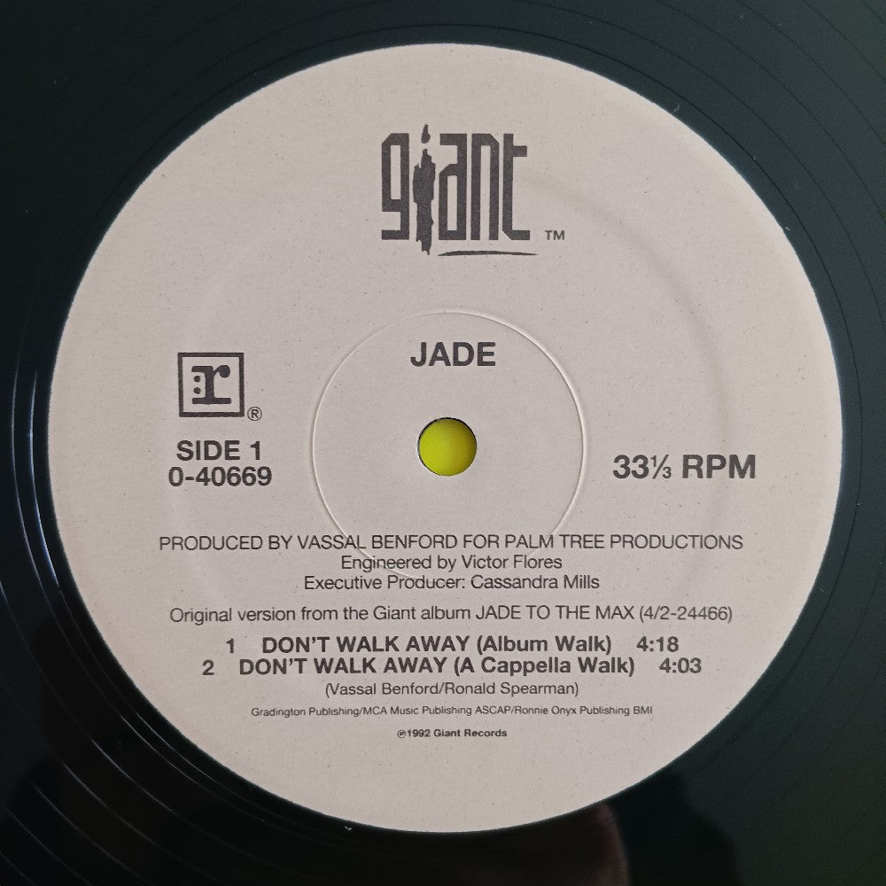 Jade - Don't Walk Away 12" - 1992 - 0-40669 - Used - EX - Vinyl