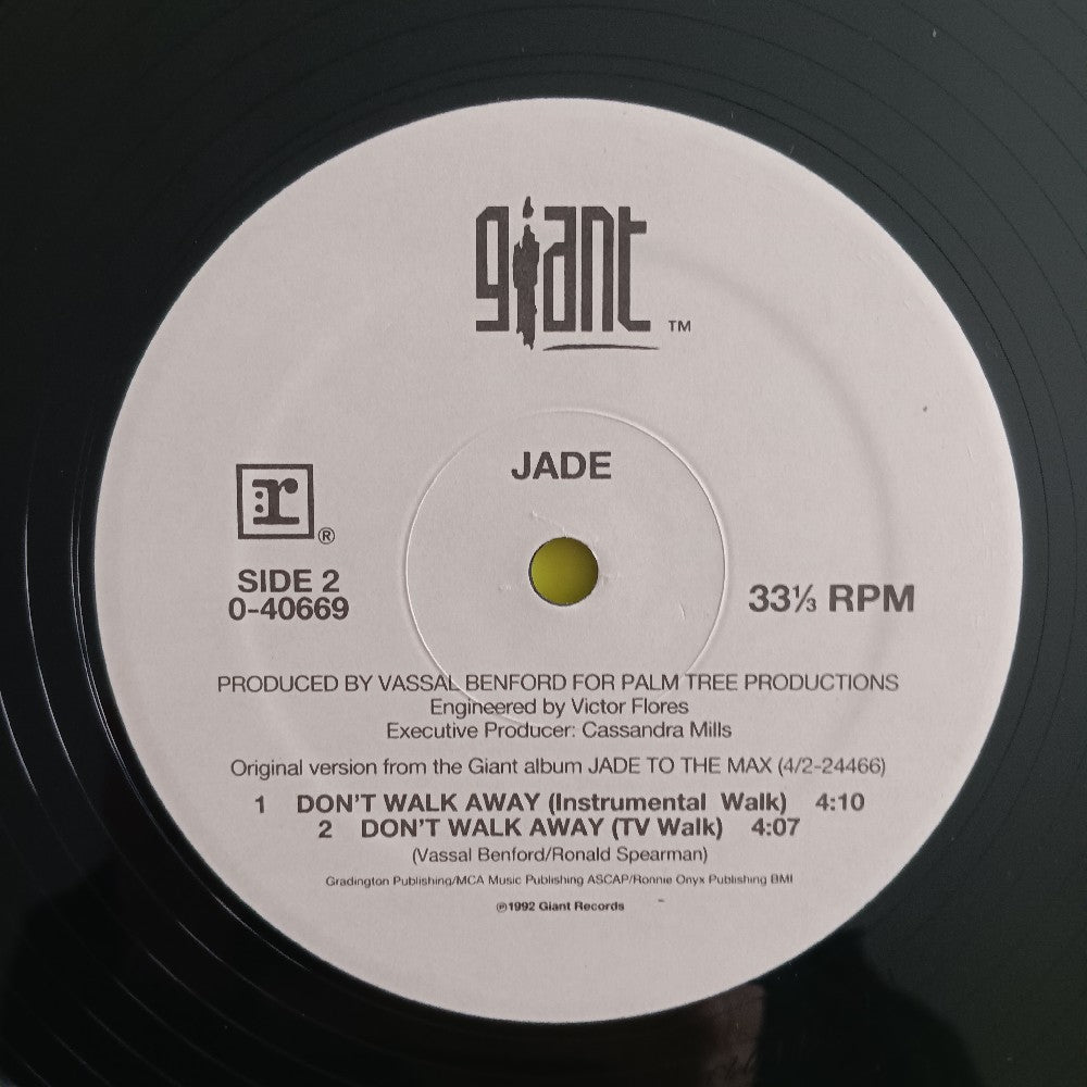 Jade - Don't Walk Away 12" - 1992 - 0-40669 - Used - EX - Vinyl
