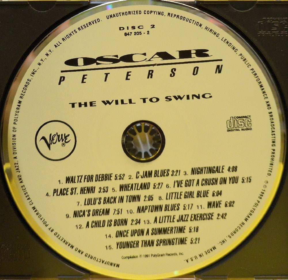 Oscar Peterson - The Will To Swing - 1991 - 847 203-2 - Used - EX - CDs - 2xCD
