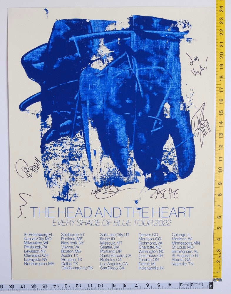 The Head And The Heart - Every Shade Of Blue Tour Poster AUTOGRAPHED - 2022 - New - Art
