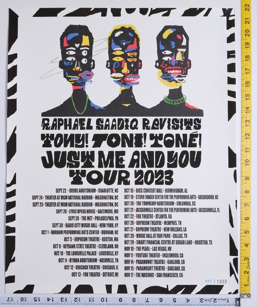Raphael Saadiq - Tony Toni Tone - Just Me And You Tour /1333 Poster - 2023 - New - Art