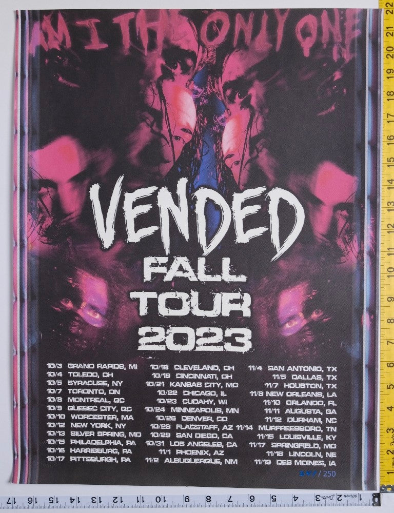 Vended - Am I The Only One Fall Tour 2023 Poster /250 - 2023 - New - Art