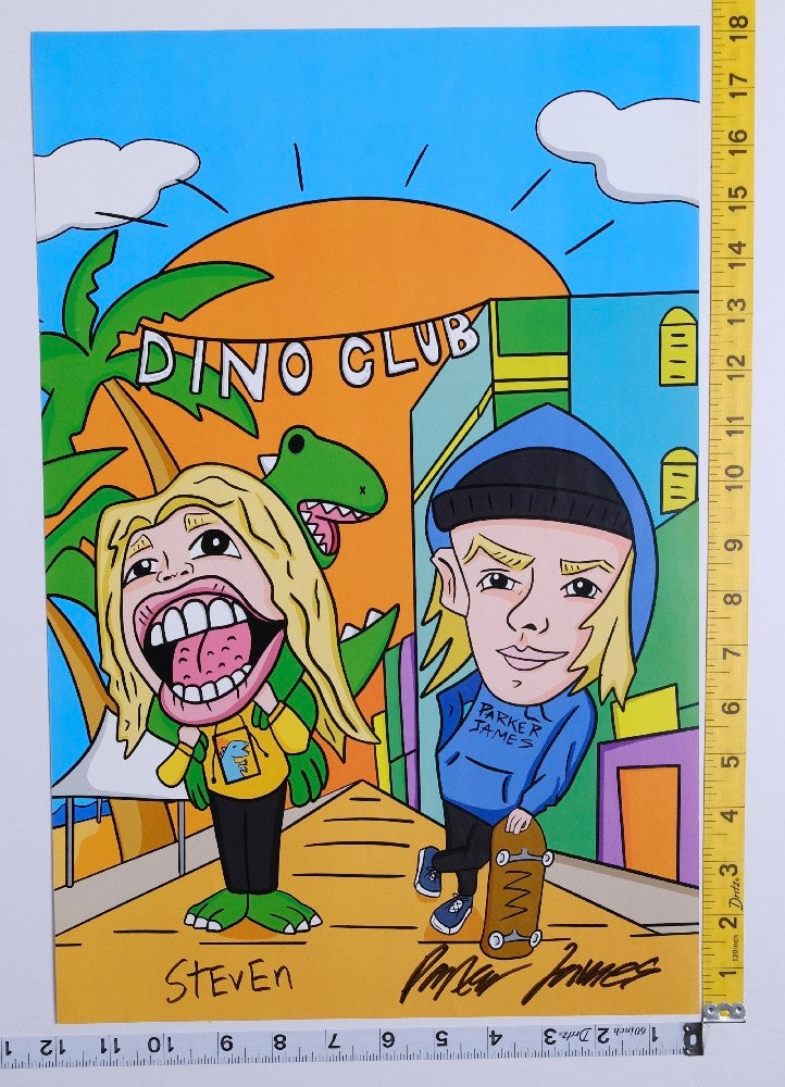 Parker James & StEvEn - Dino Club Autographed Poster  - New - Art