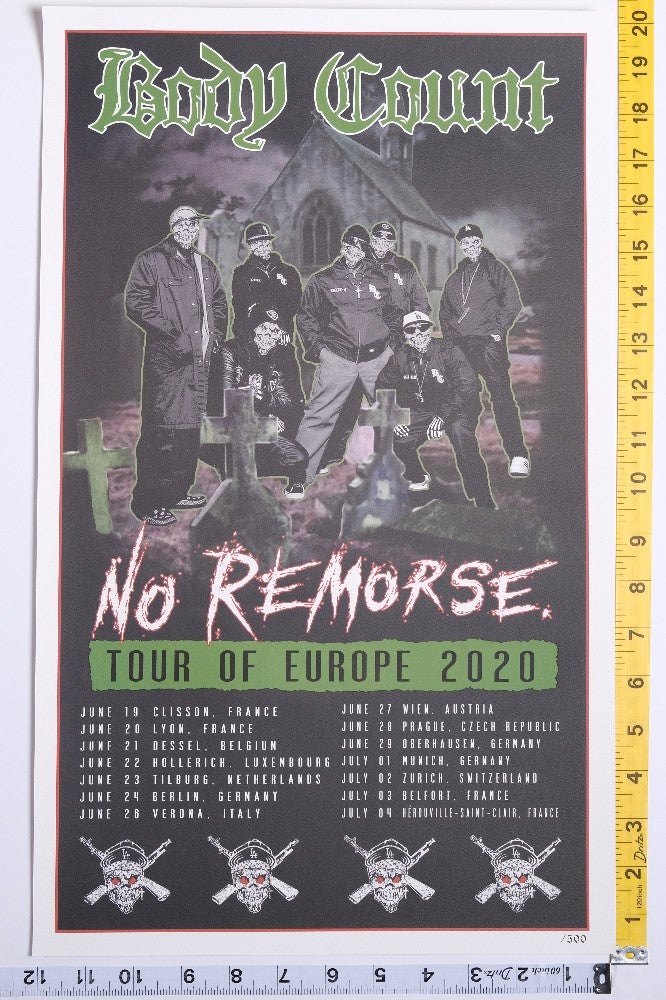 Body Count - No Remorse Tour Of Europe 2020 Poster /500 - 2020 - New - Art