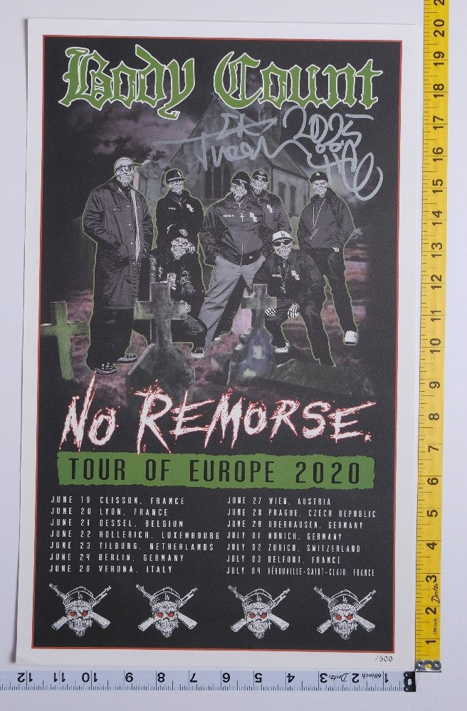 Body Count - SIGNED No Remorse Tour Of Europe 2020 Poster /500 - 2020 - New - Art