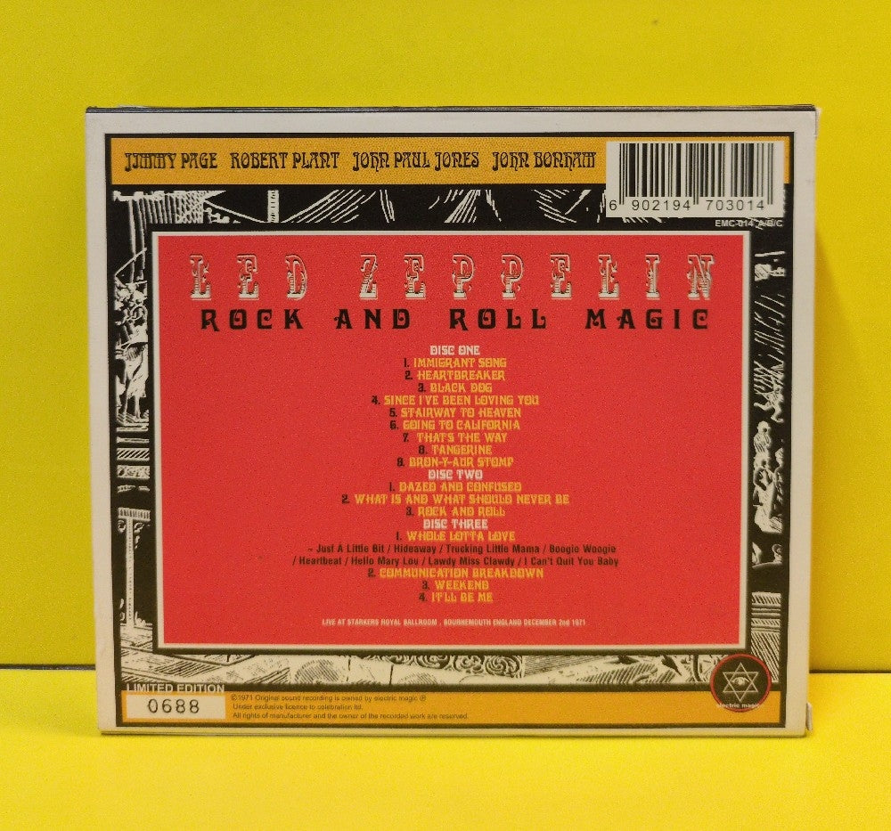 Led Zeppelin - Rock And Roll Magic - 2002 - EMC-014 A/B/C - Used - VG++ - CDs - 3xCD - Unofficial Release - Limited Edition - Numbered - Japan Import - Cardboard Slipcase