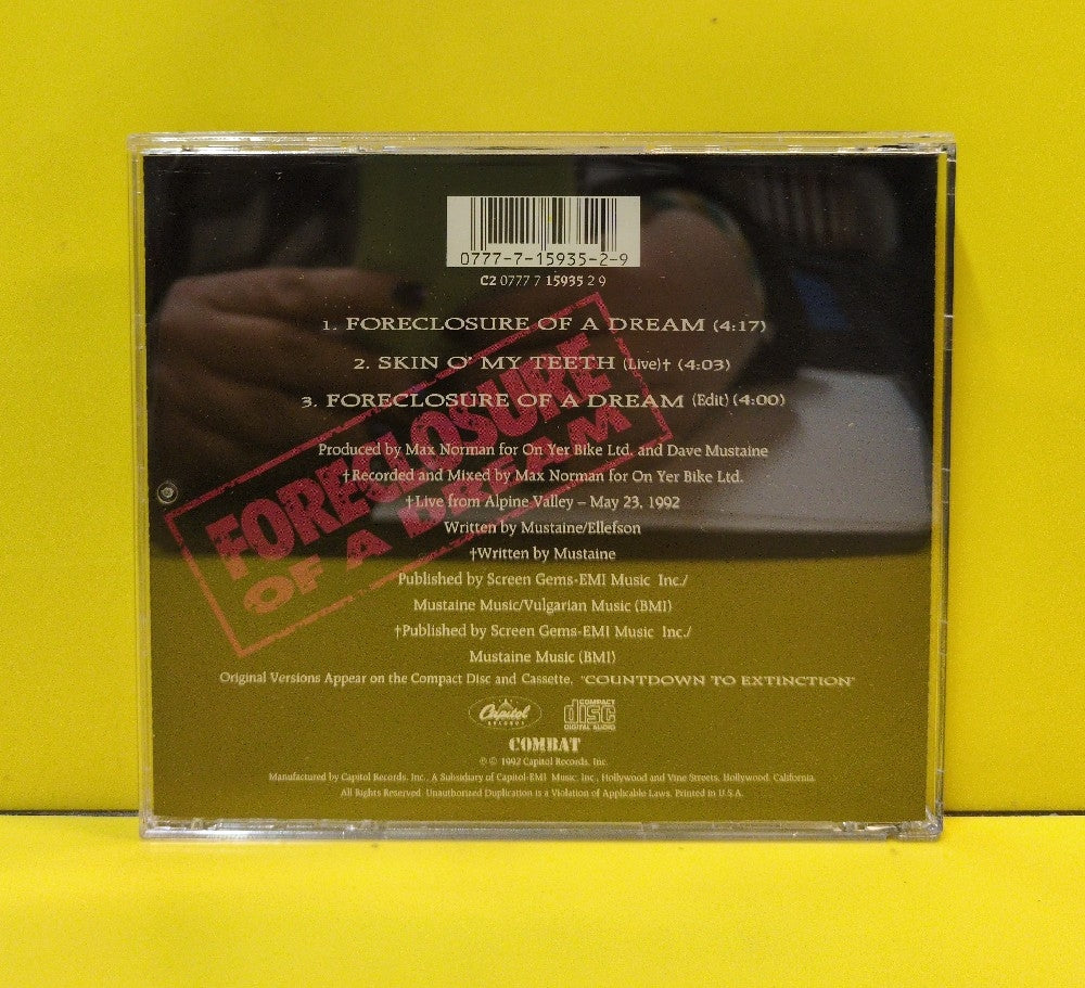 Megadeth - Foreclosure Of A Dream - 1992 - C2 0777 7 15935 2 9 - Used - EX - CDs - Maxi-Single