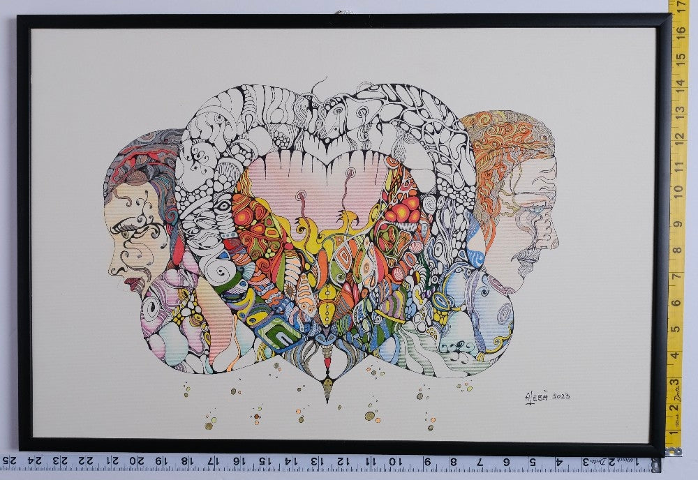 Aleba - Untitled Framed Drawing - 2023 - New - Art