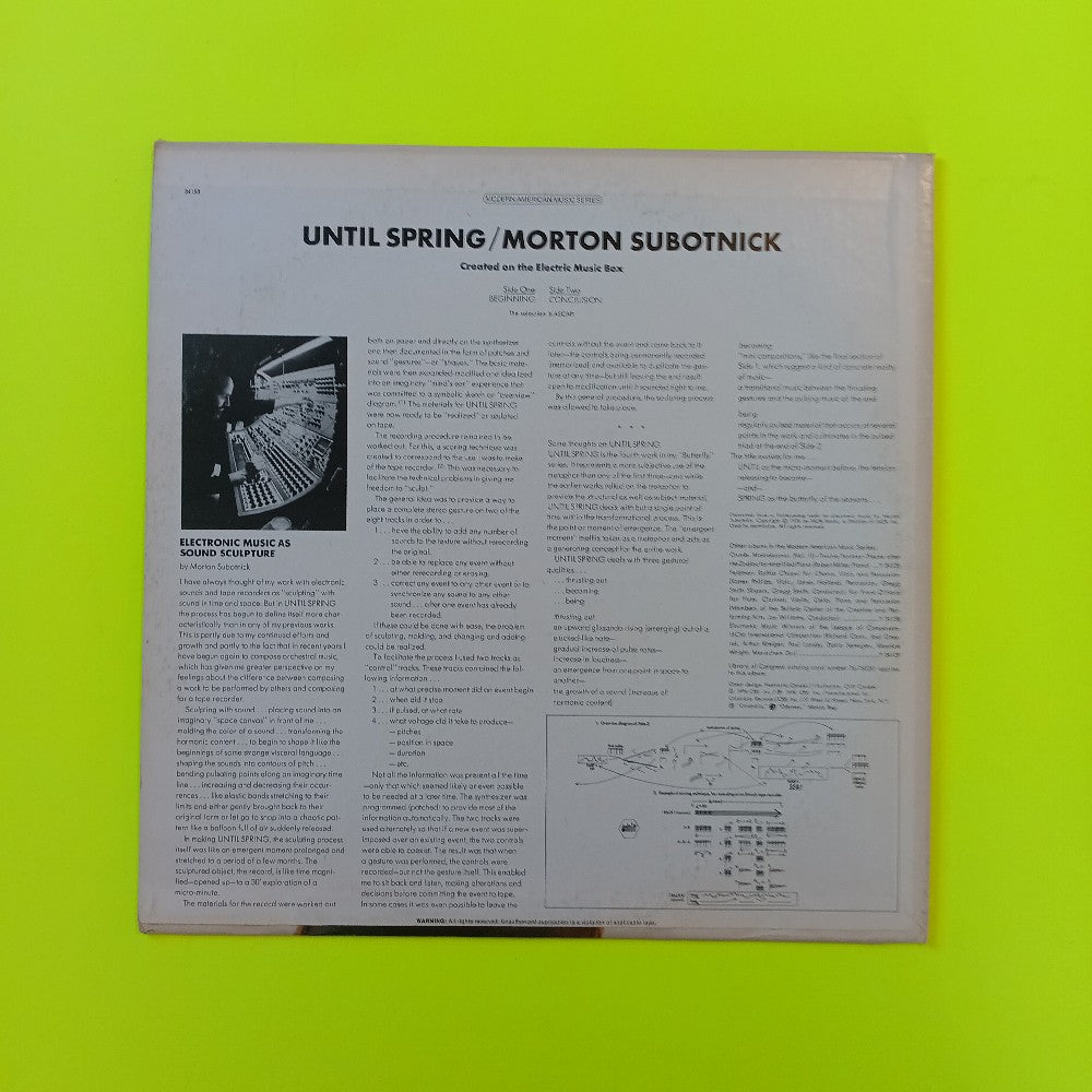Morton Subotnik - Until Spring - 1976 - Y 34158 - Used - VG++ - Vinyl
