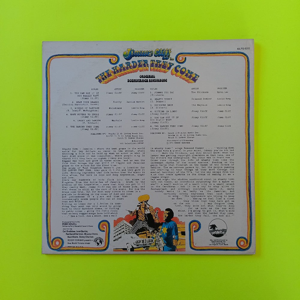 Jimmy Cliff - The Harder They Come - 1975 - MLPS 9202 - Used - VG++ - Vinyl