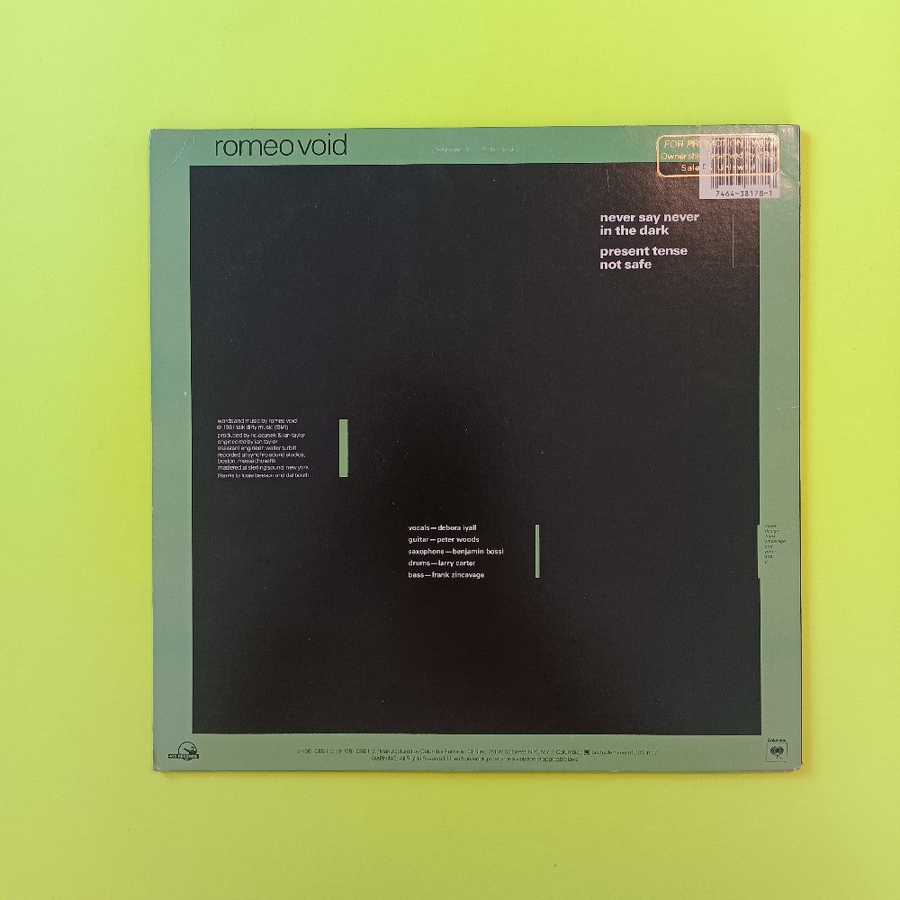 Romeo Void - Never Say Never PROMO - 1981 - 5C 38178 - Used - VG++ - Vinyl