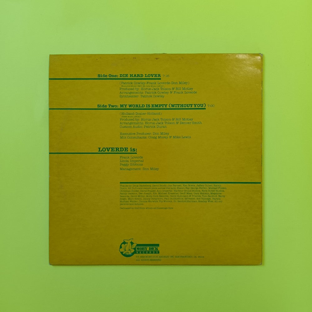 Loverde - Die Hard Lover 12" PROMO - 1982 - BTG-1132 - Used - VG++ - Vinyl