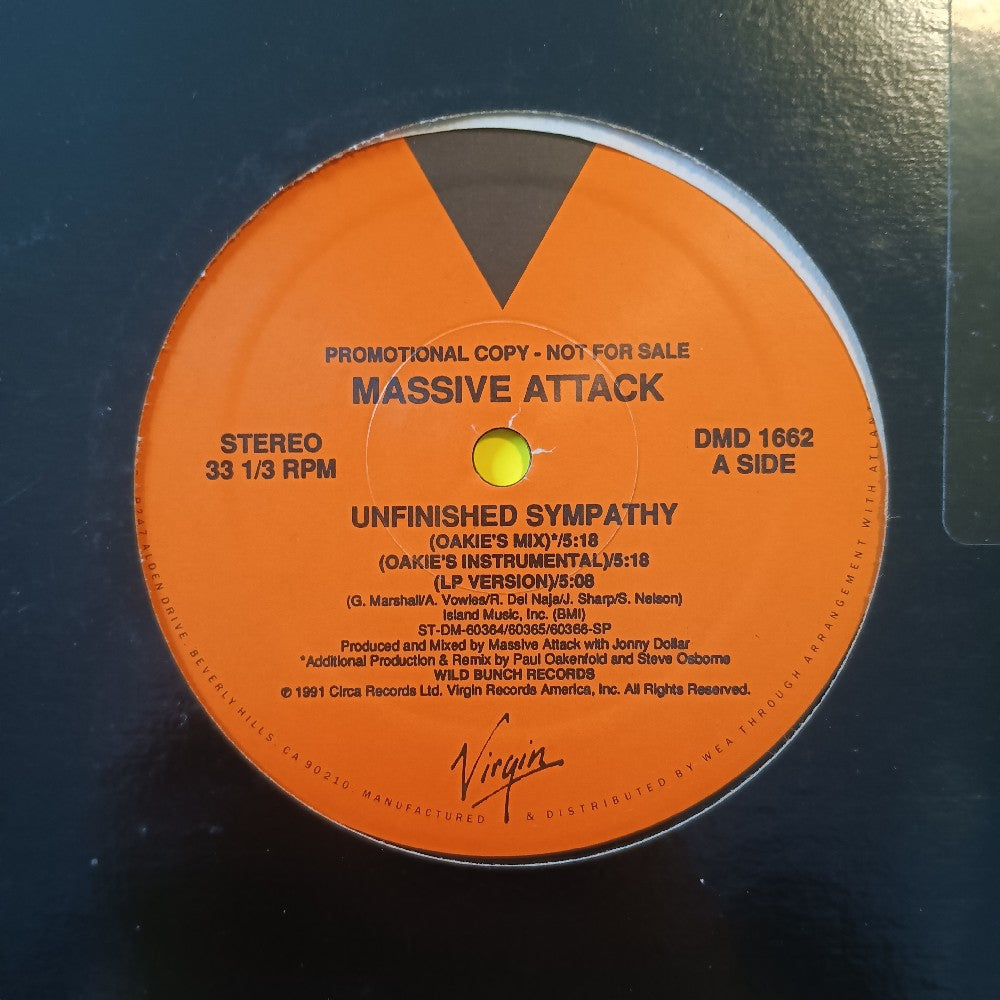 Massive Attack - Unfinished Sympathy 12" PROMO - 1991 - DMD 1662 - Used - VG++ - Vinyl