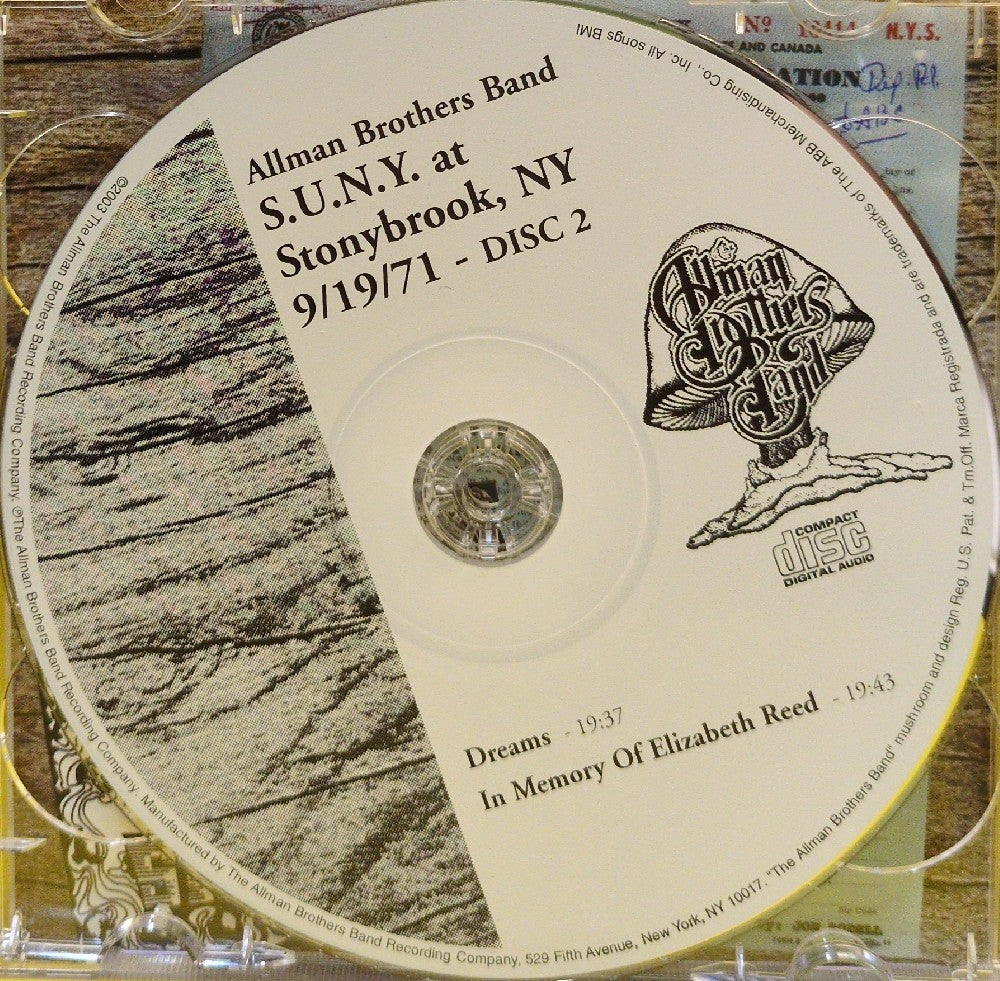 The Allman Brothers Band - S.U.N.Y. At Stonybrook, NY 9/19/71 - Used - EX - CDs