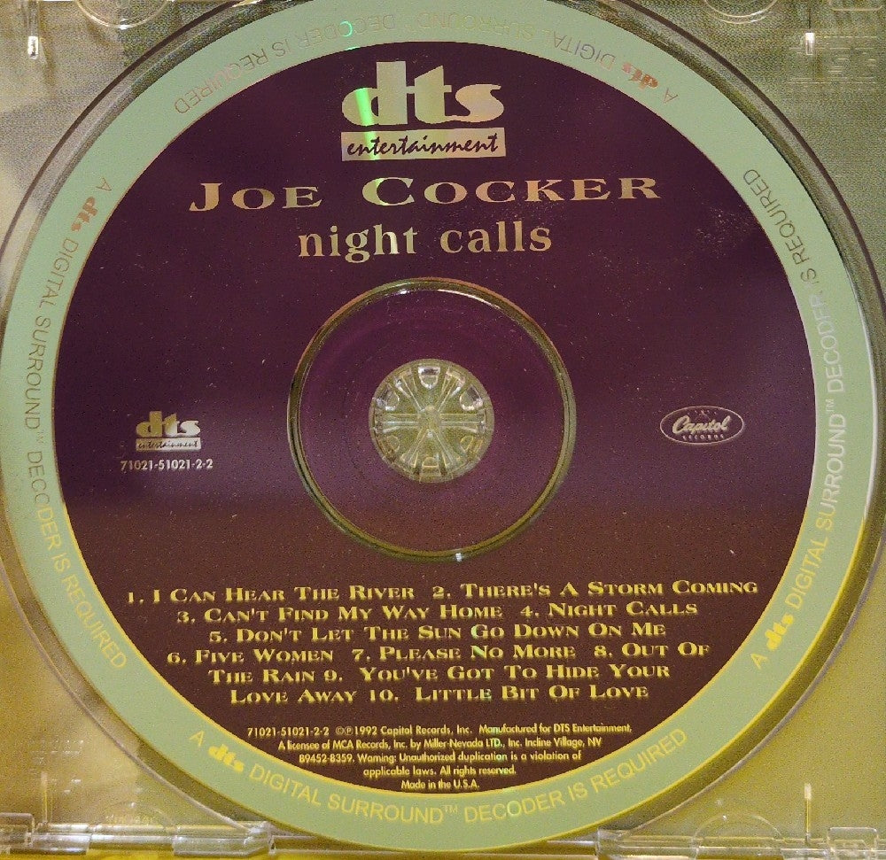 Joe Cocker - Night Calls - 1997 - 71021-51021-2-2 - Used - VG+ - CDs - Reissue - Multichannel - DTS - Standard Jewel Case