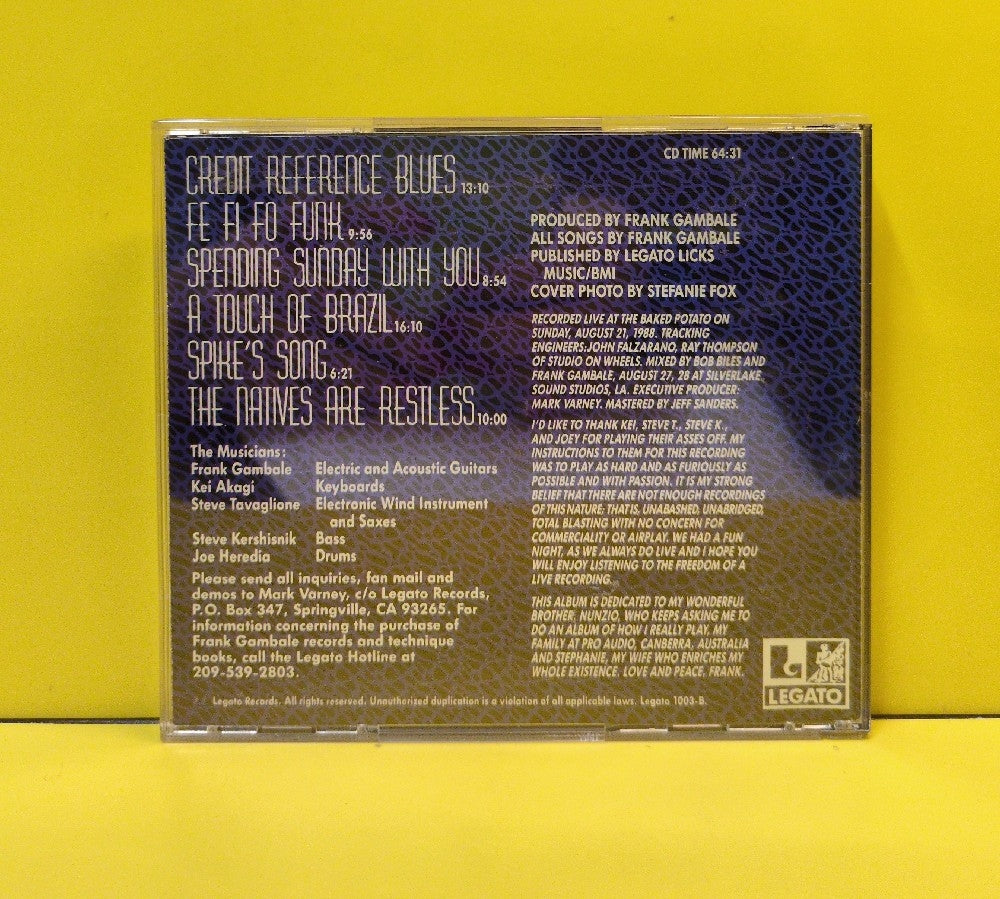 Frank Gambale - Live! - 1989 - Legato 1003-B - Used - VG++ - CDs