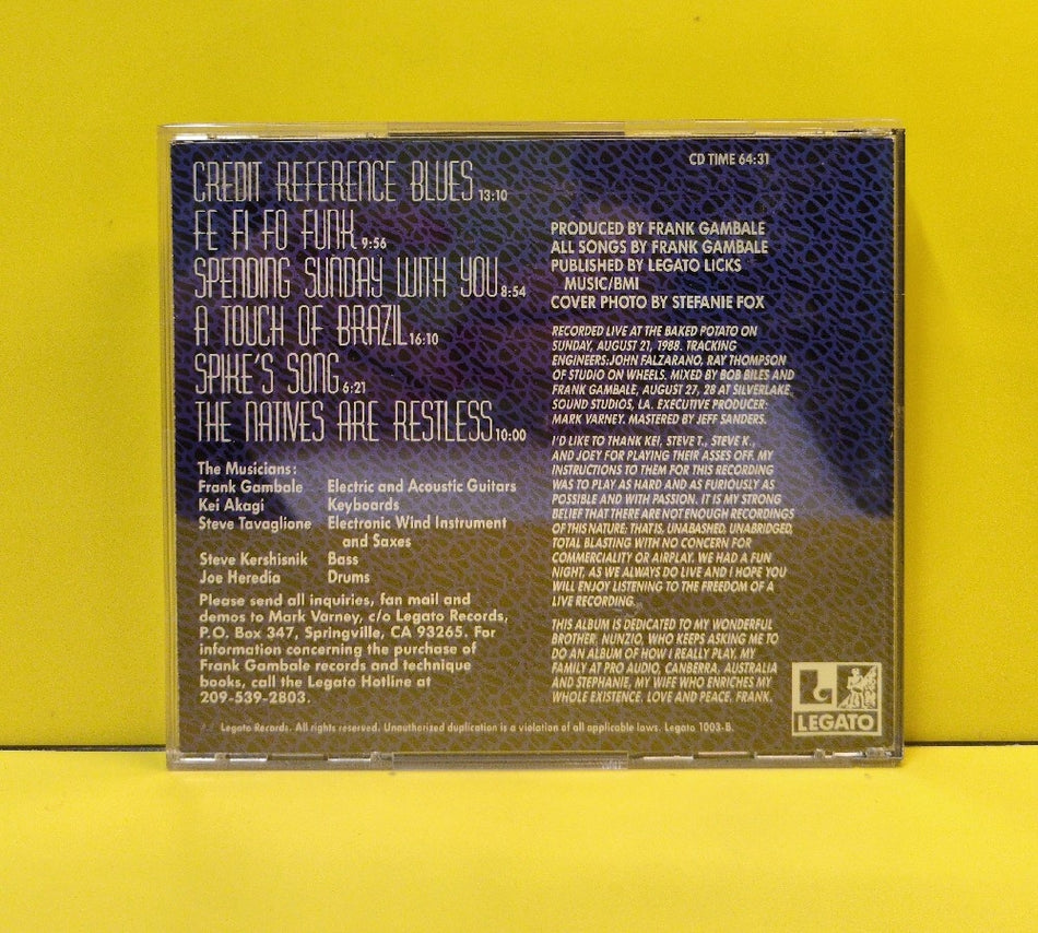 Frank Gambale - Live! - 1989 - Legato 1003-B - Used - VG++ - CDs