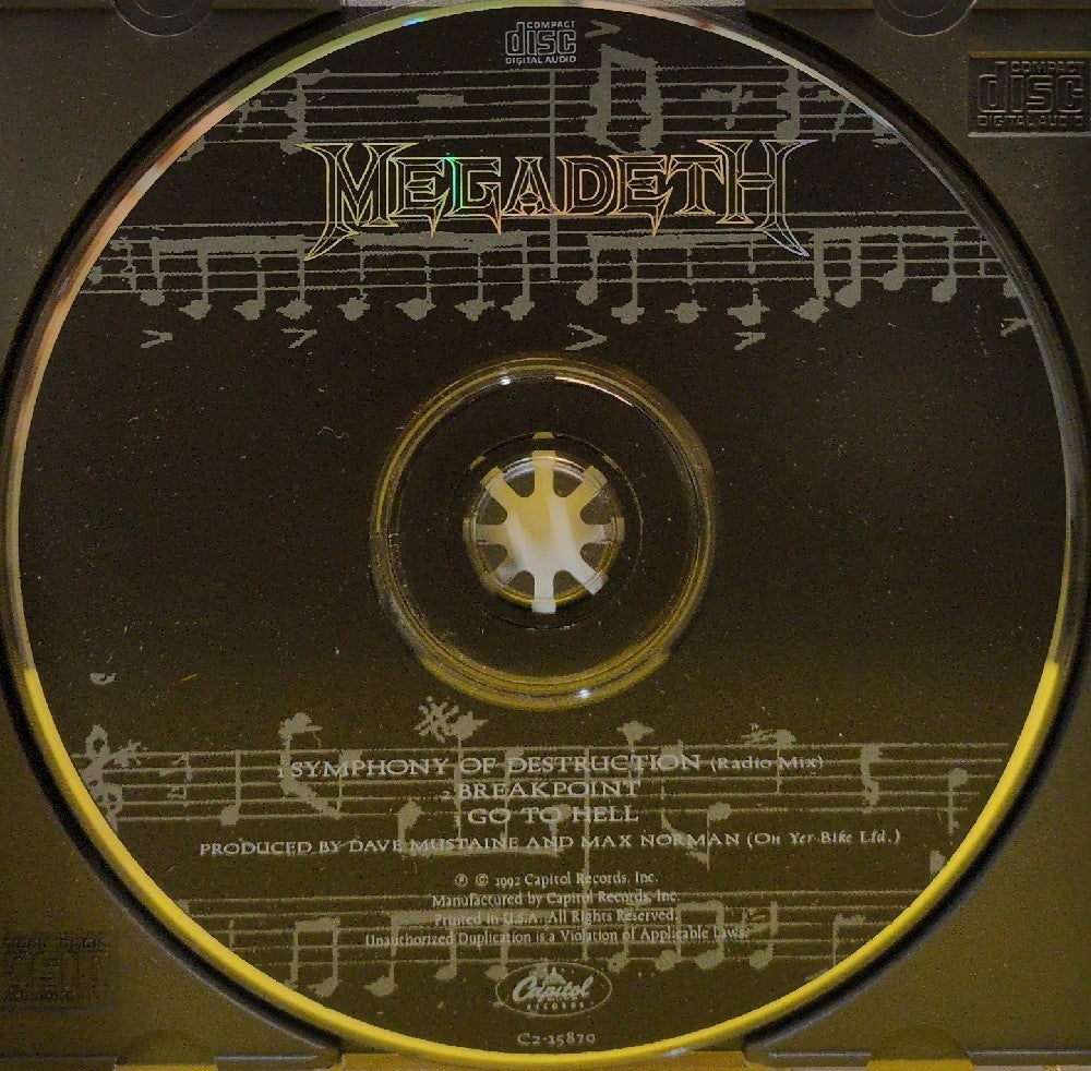 Megadeth - Symphony Of Destruction - 1992 - C2-15870 - Used - EX - CDs - CD Single
