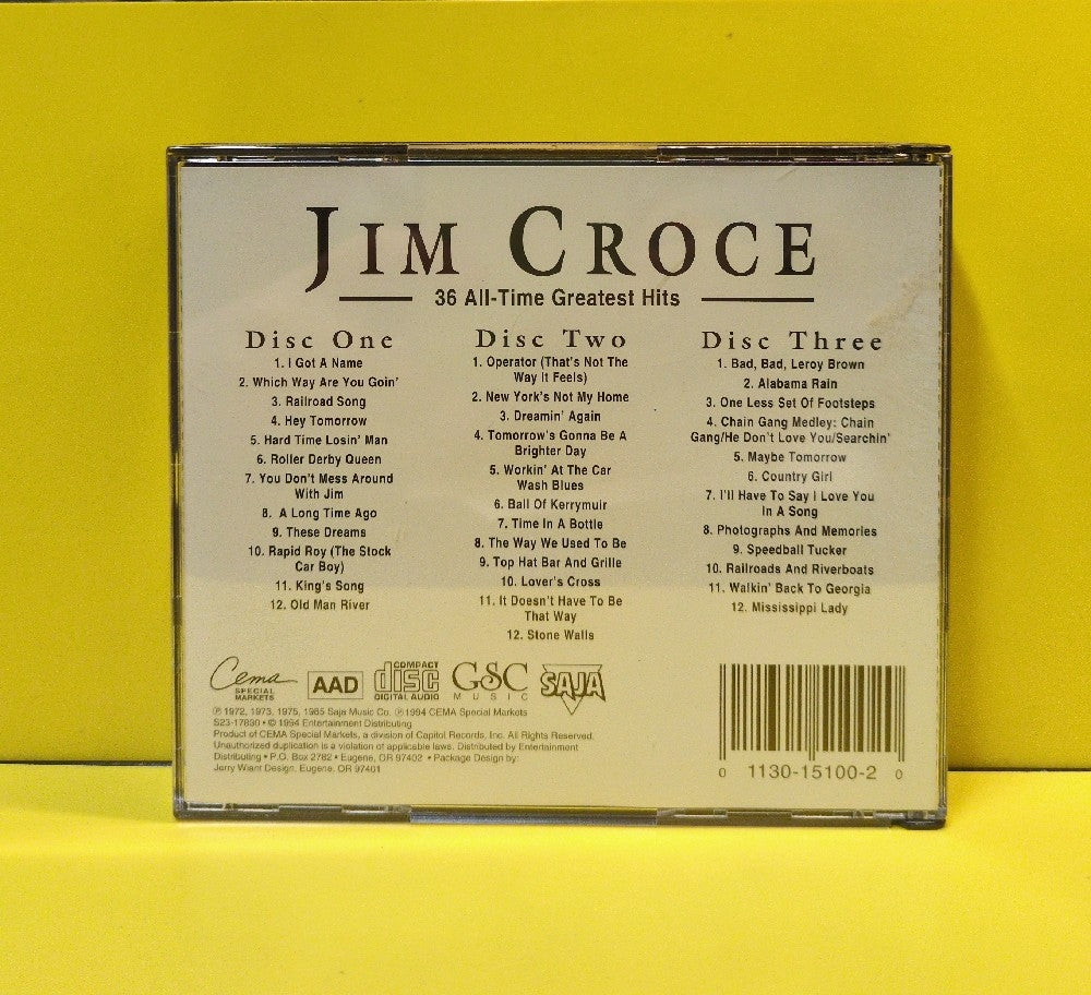 Jim Croce - 36 All-Time Greatest Hits - 1994 - #15100 - Used - EX - CDs - 3xCD Set
