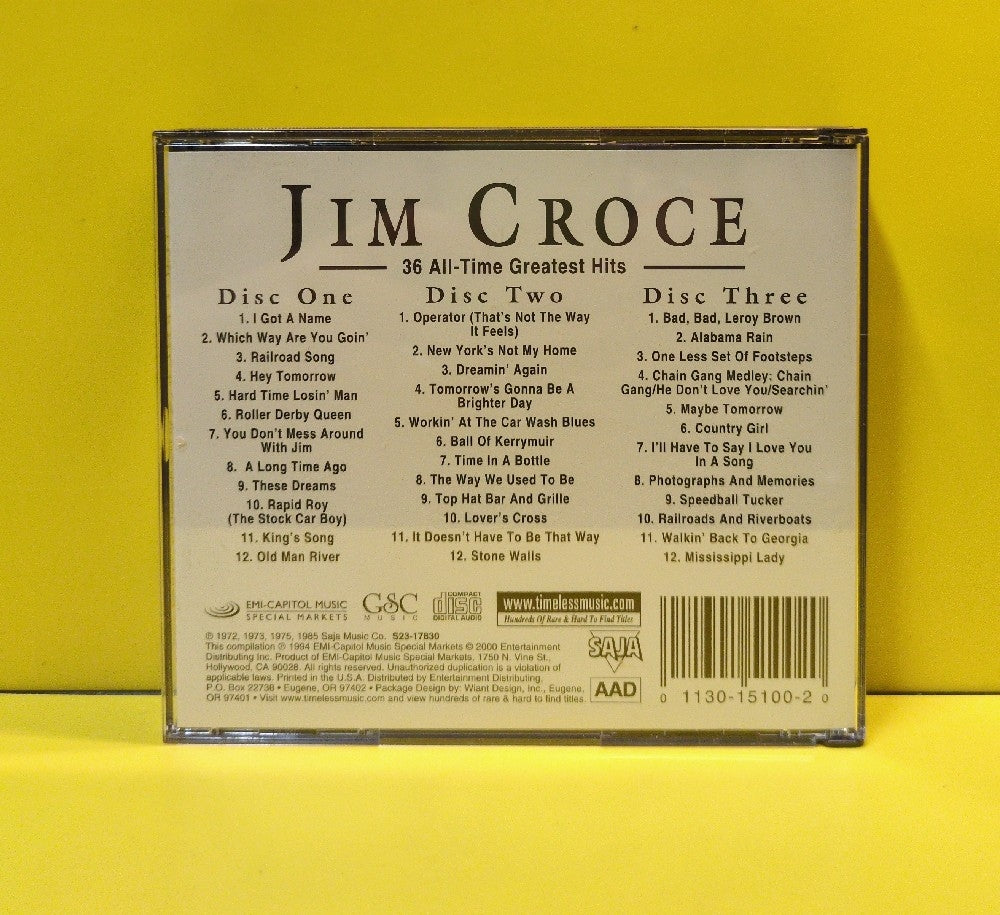 Jim Croce - 36 All-Time Greatest Hits - 1994 - #15100 - Used - EX - CDs - 3xCD Set
