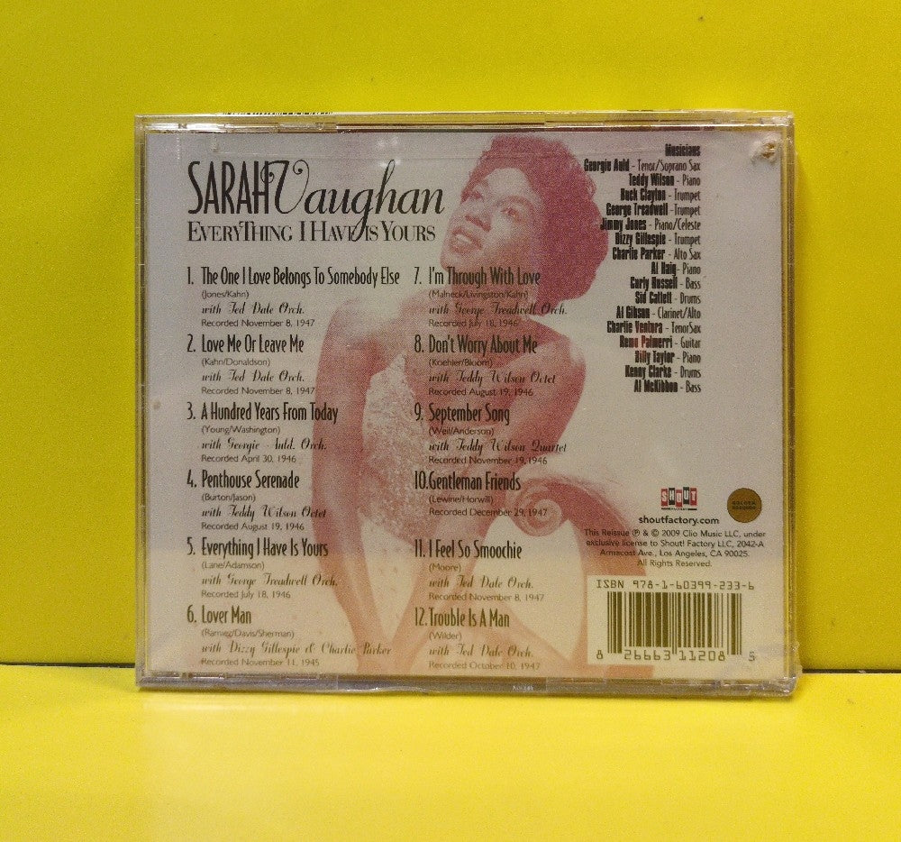 Sarah Vaughan - Everything I Have Is Yours - 2009 - 826663-11208 - New - Sealed - CDs