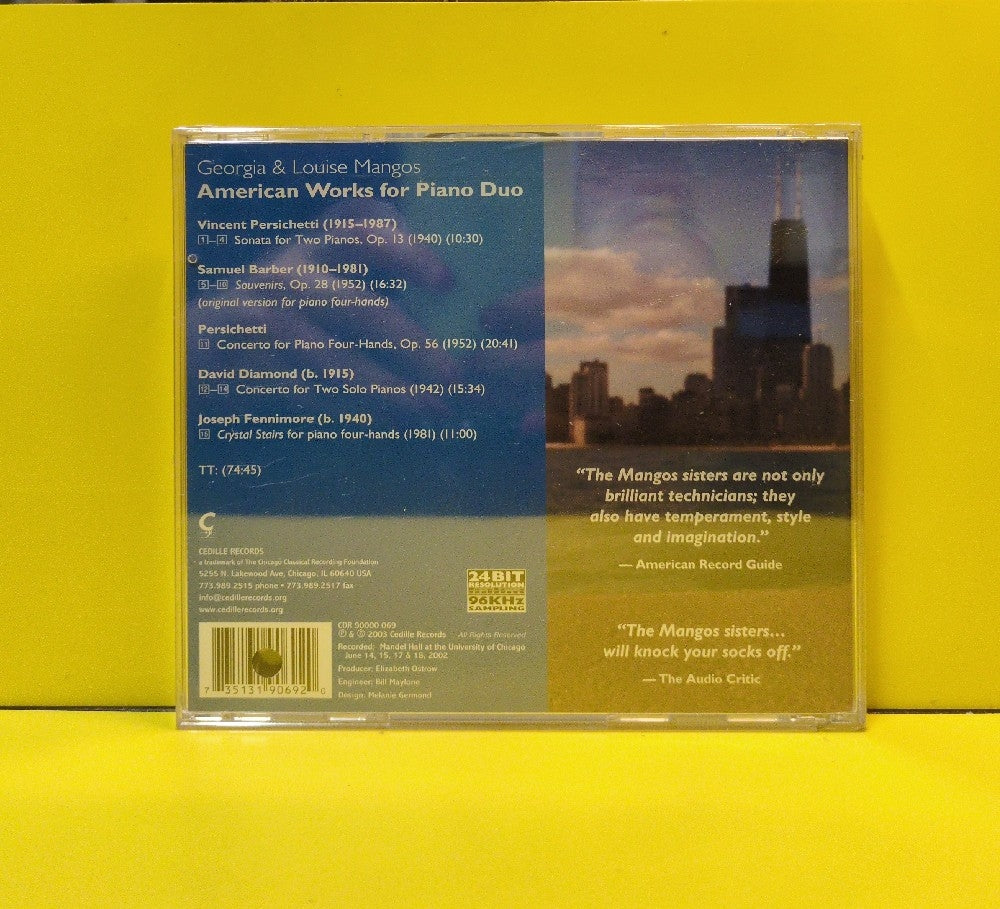 Georgia & Louise Mangos, Barber, Persichetti, Diamond, Joseph Fennimore - American Works For Piano Duo - 2003 - CDR 90000 069 - New - Sealed - CDs