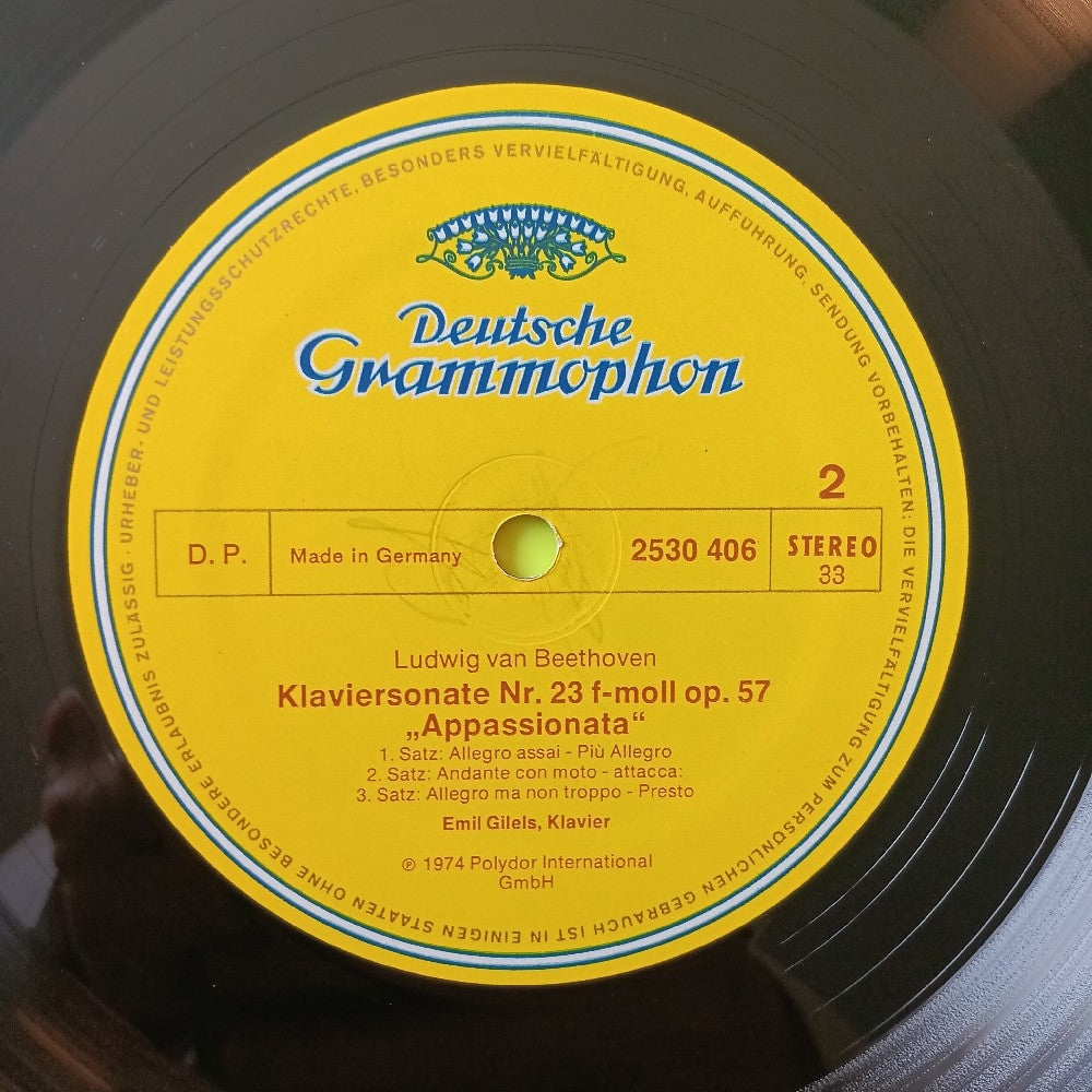 Emil Gilels - Beethoven: Appasionata Op. 57 GERMANY - 1974 - 2530 406 - Used - VG++ - Vinyl