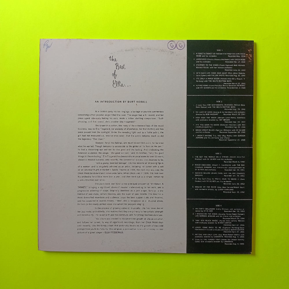 Ella Fitzgerald  - The Best Of Ella MONO 2LP - 1961 - DXB-156 - Used - EX - Vinyl