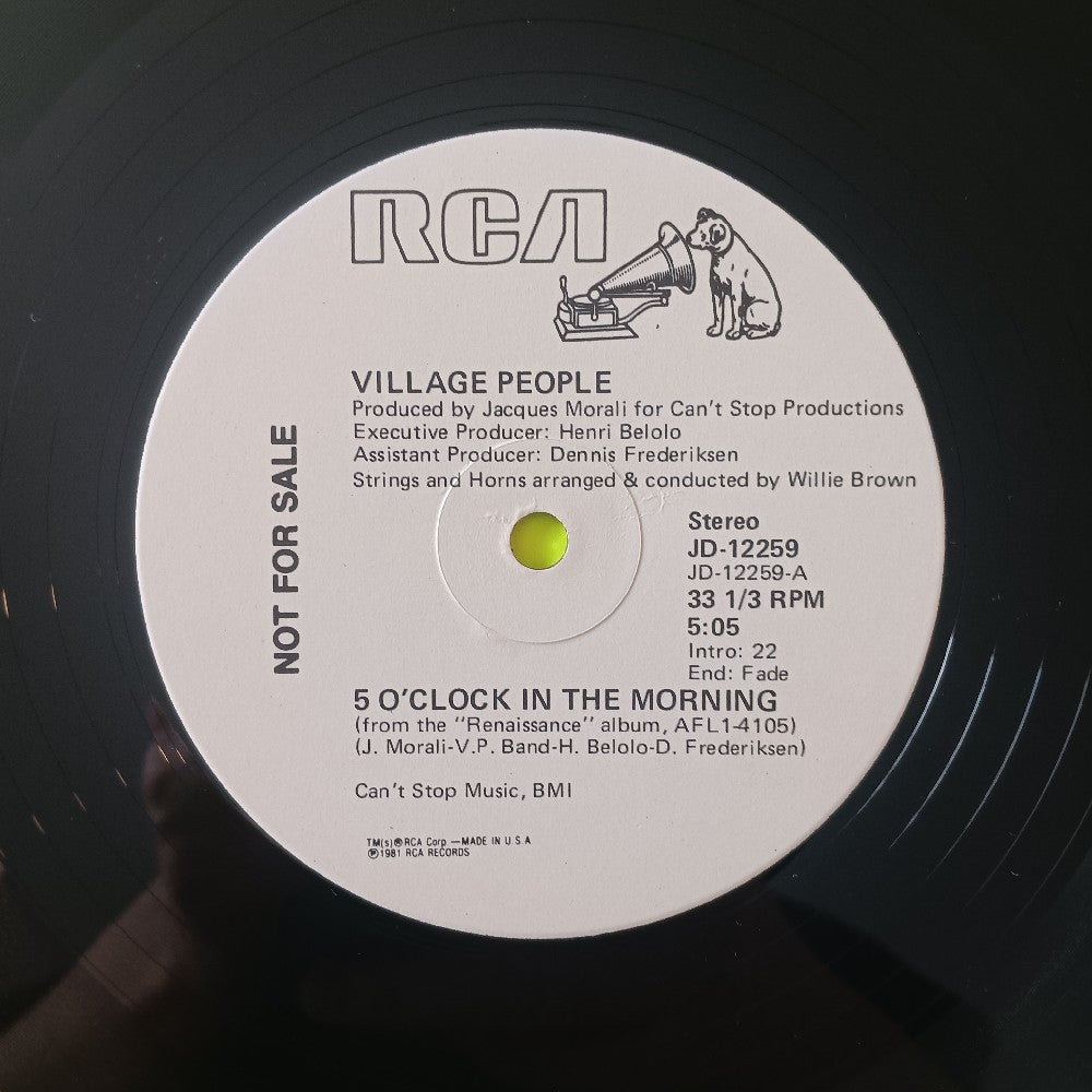 Village People - 5 O'Clock In The Morning 12" PROMO - 1981 - JD 12259 - Used - VG++ - Vinyl