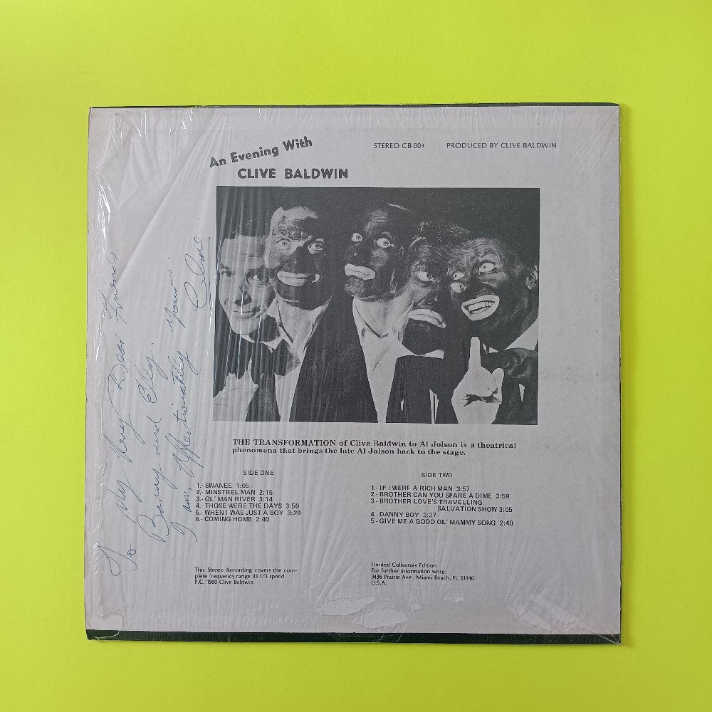 Clive Baldwin - An Evening With Clive Baldwin AUTOGRAPHED - 1980 - CB003 - Used - EX - Vinyl