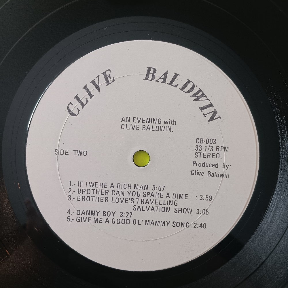 Clive Baldwin - An Evening With Clive Baldwin AUTOGRAPHED - 1980 - CB003 - Used - EX - Vinyl