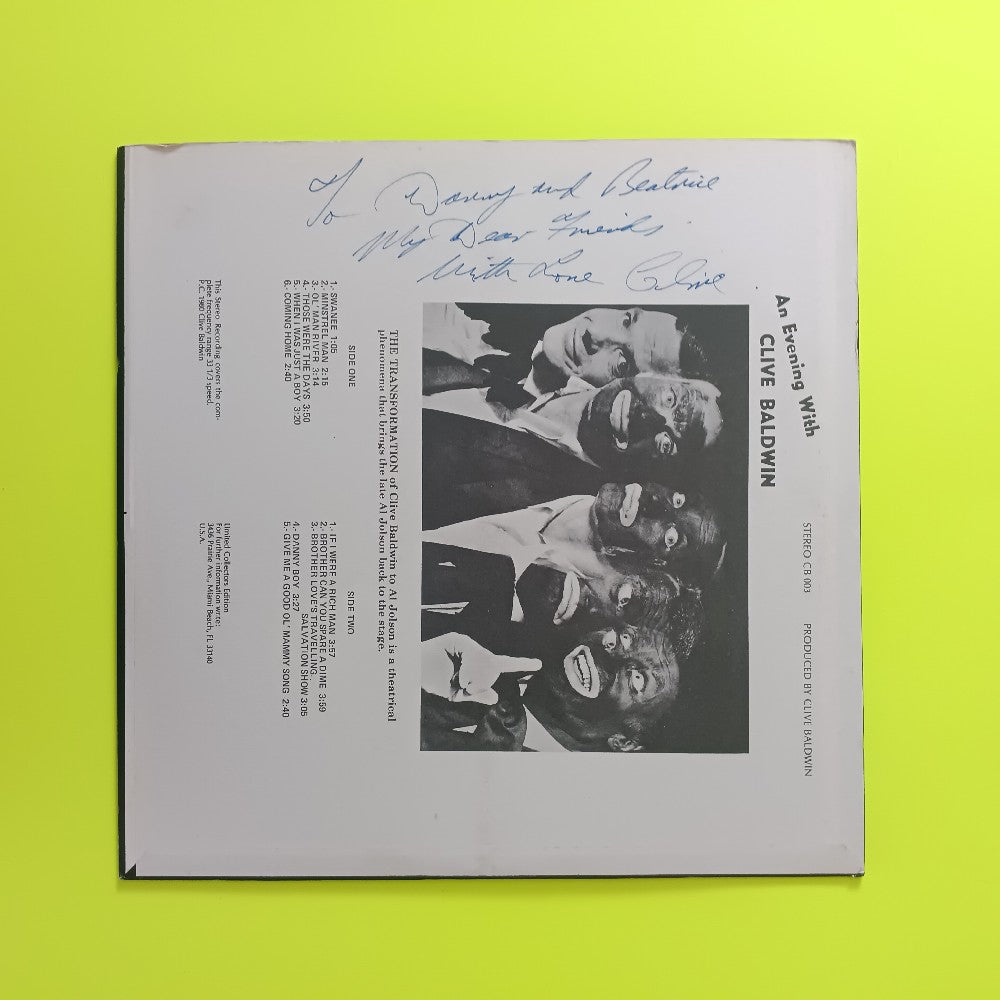 Clive Baldwin - An Evening With Clive Baldwin AUTOGRAPHED - 1980 - CB003 - Used - EX - Vinyl