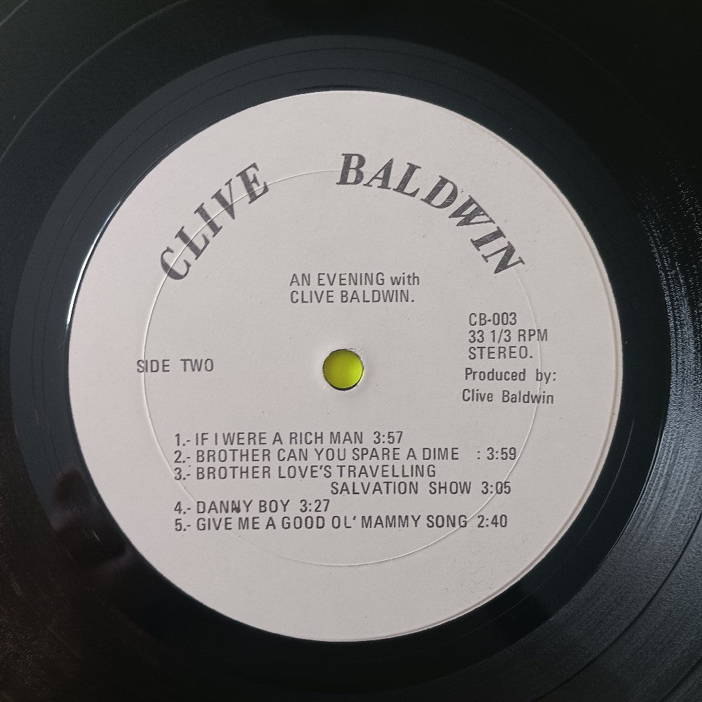 Clive Baldwin - An Evening With Clive Baldwin AUTOGRAPHED - 1980 - CB003 - Used - EX - Vinyl