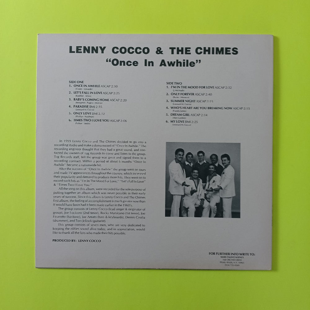 Lenny Cocco & The Chimes - Once In A While SIGNED - UTLP1001 - Used - EX - Vinyl