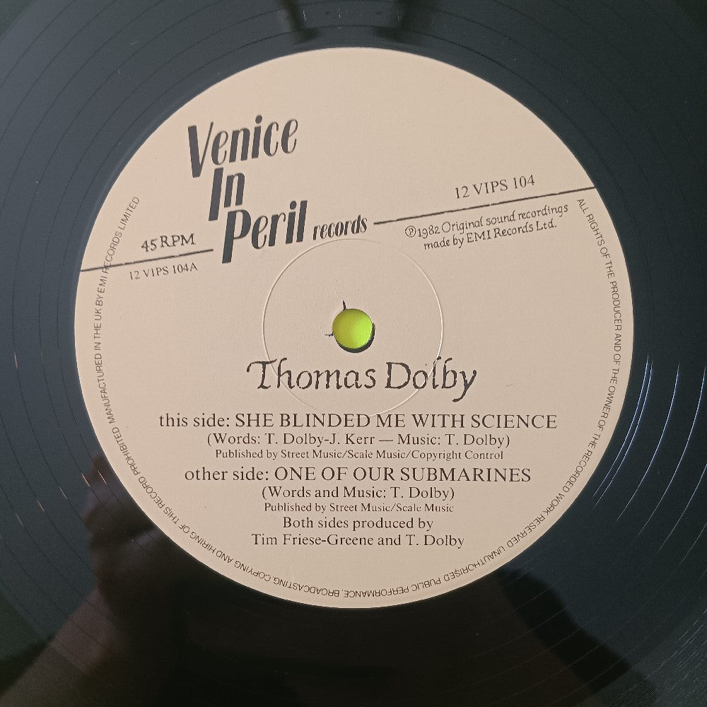 Thomas Dolby - She Blinded Me With Science UK 12" - 1982 - 12VIPS104 - Used - VG++ - Vinyl