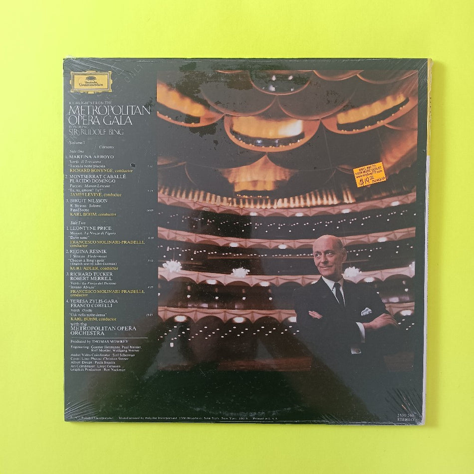 Various - Metropolitan Opera Gala Honoring Sir Rudolf Bing - 1972 - 2530 260 - New - Sealed - Vinyl