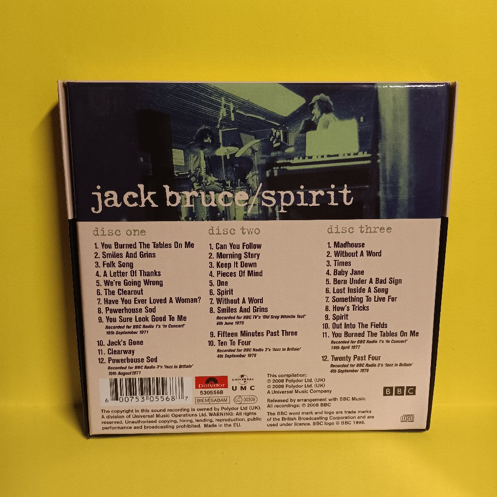 Jack Bruce - Spirit 3CD (Live At The BBC 1971-1978) - 2008 - 5305568 - Used - VG++ - CDs
