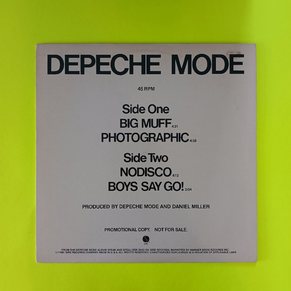 Depeche Mode - Promo Sampler / Big Muff Nodisco - 1981 - PRO-A-1025 - Used - VG++ - Vinyl