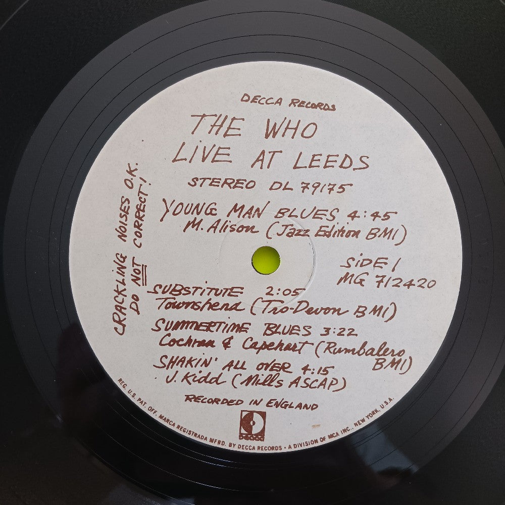 The Who - Live At Leeds 12x Inserts - 1970 - DL 79175 - Used - VG++ - Vinyl