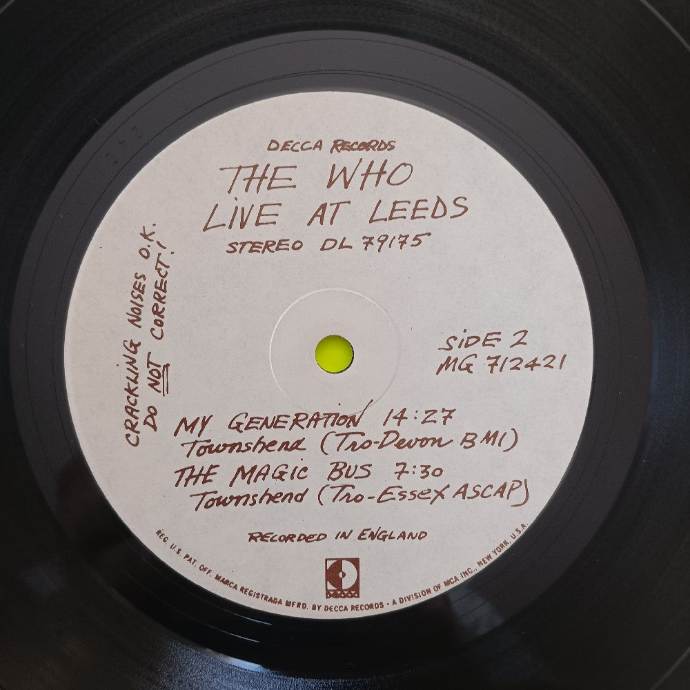 The Who - Live At Leeds 12x Inserts - 1970 - DL 79175 - Used - VG++ - Vinyl