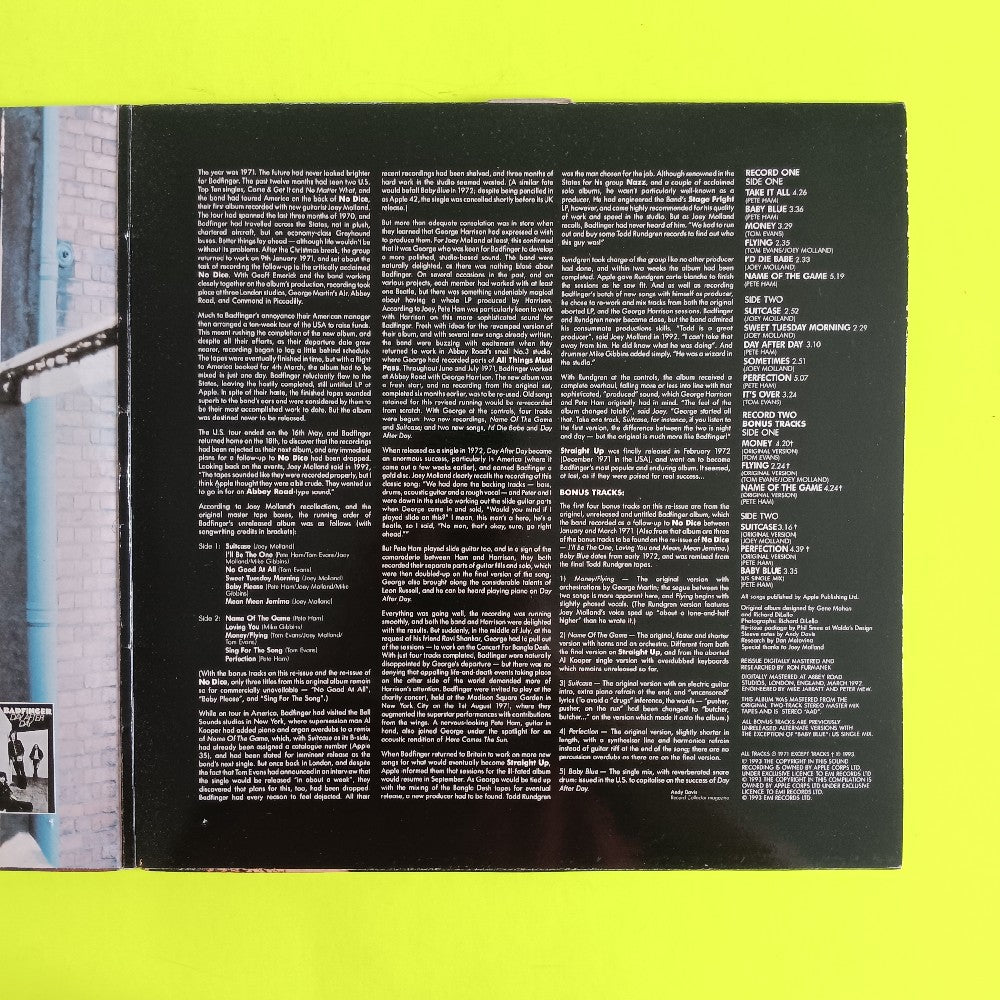 Badfinger - Straight Up 2LP Remastered Bonus Tracks UK - 1993 - 0777 7 81403 1 3 - Used - NM - Vinyl