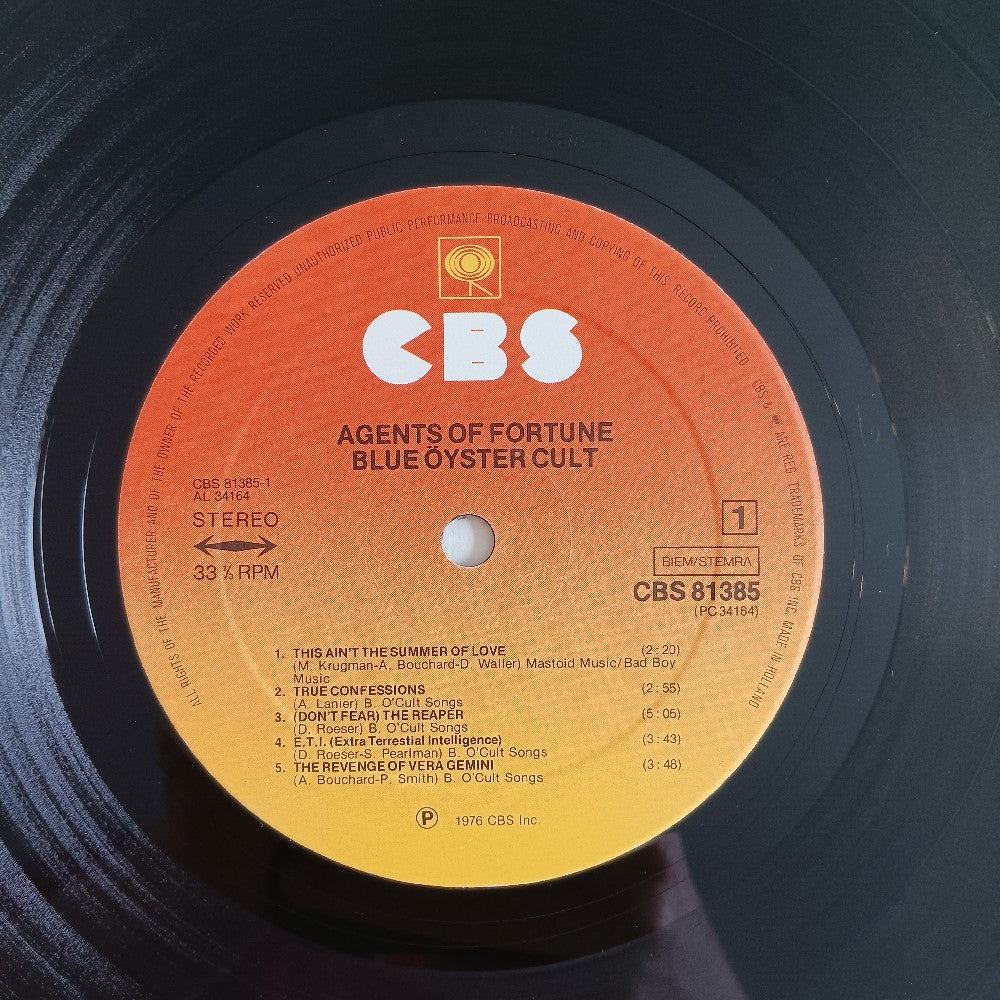 Blue Oyster Cult  - Agents Of Fortune HOLLAND - 1976 - CBS 81385 - Used - VG++ - Vinyl